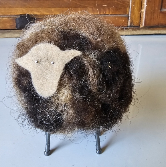 Handmade Other - Handmade Shetland Felted Wool Sheep Figurine Brown And Black New